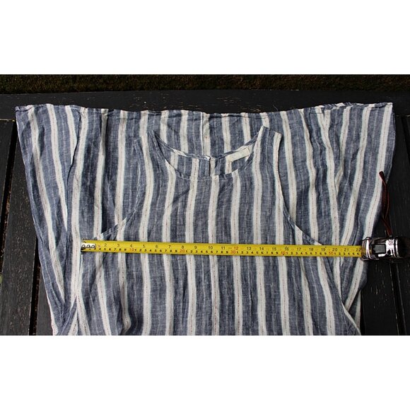 CP Shades - Jacqui Linen Trapeze Dress, Blue Stripe, Signature Dress - Med - Picture 9 of 13